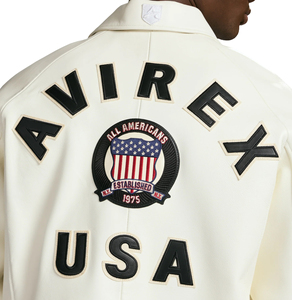 Veste ICON JACKET 2026 en cuir véritable de haute qualité, veste Avirex pour homme, couleur blanche, design personnalisé, veste en cuir Avirex pour homme, fabrication américaine - Product Image 6