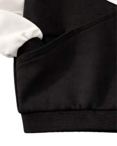 Sudadera de Mujer en Bloques de Color Blanco y Negro, Fabricada con Forro Polar Suave, Cuello Redondo, Estilo Casual para Invierno, con Detalle de Bordado - Product Image 5