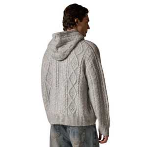 Sweat à capuche en tricot torsadé pour l'hiver, avec capuche réglable, 100% coton, coupe ample, respirant, confort et style décontractés - Product Image 4