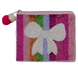 Colourful Striped Handmade Embroidery Glass <b>Seed</b> Beaded Coin Purse Zipper Daily Use For Gifting Party Modern Fashion Wallet - Product Image 4