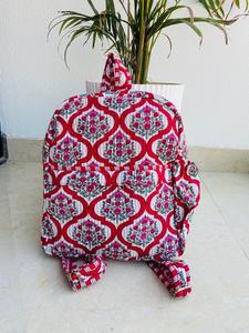 JaipurblockPrintart Handmade Quilted Tote <b>Backpack</b> Unisex Vintage Large Capacity Zipper Closure Trendy Eco-friendly Recyclable - Product Image 2