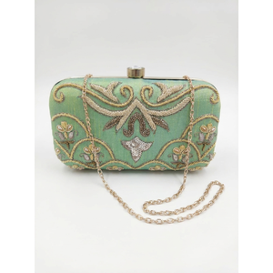 Women Embroidered Clutch Bag <b>Floral</b> Evening Handbag Metal Frame Chain Strap Party Wedding Ethnic <b>Box</b> Purse Design - Product Image 1