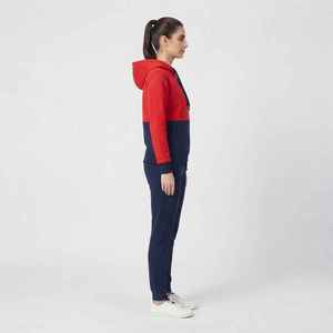 Women's Color Blocked Hooded <b>Fleece</b> Tracksuit Set Full Sleeve Casual Sportswear With Pocket Regular Fit <b>All</b> Seasons - Product Image 4