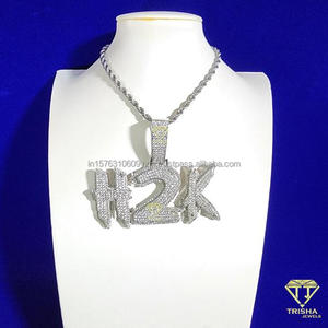 Luxury " PFG " Letter Necklace Iced Out Diamond Pendant Hip Hop Jewelry For Men - Product Image 6