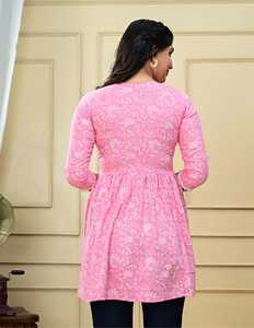 Ensemble long 2 pièces pour femme, décontracté, imprimé, en coton Oxford rose, chemise et pantalon, manches trois-quarts, col cranté, séchage rapide - Product Image 3