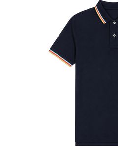 Camiseta Polo Azul Marino Personalizada para Hombre, Manga Corta, Informal, Deportiva, para Golf, Transpirable, para Verano, con Cuello a Rayas, Premium - Product Image 3