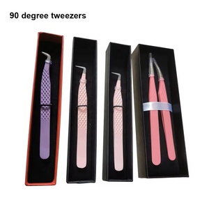 Pince à épiler à volume d'extension de cils greffés en gros Ensemble de sourcils en acier inoxydable avec pointe en fibre Pince à épiler OEM Marque personnalisée par KKZ - Product Image 3