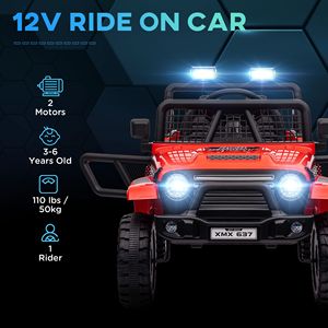Auto Elettrica 12V per Bambini con Telecomando, 4 Ruote Ammortizzate, Velocità Massima 3 MPH, Musica, Clacson e Luci Rosse - Product Image 4