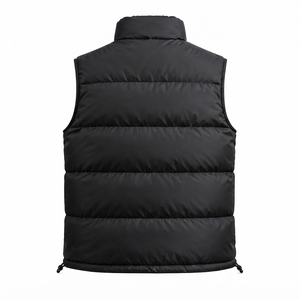 Veste sans manches noire matelassée pour homme, col montant, fermeture éclair, hiver, streetwear, vêtements personnalisés, marque privée, OEM - Product Image 2