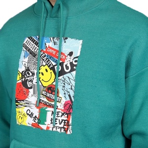 Sweat-shirt à capuche vert personnalisé pour homme, imprimé, style streetwear, avec poche avant, coupe classique - Product Image 6