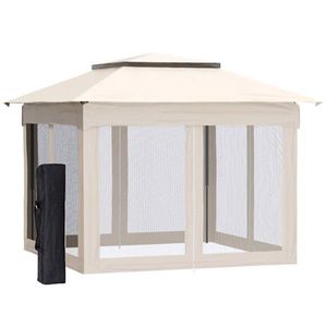 Gazebo Moderno Pop-up 3,35m x 3,35m in Acciaio e Ferro Beige per Cortile, Villa, Parco - Product Image 2