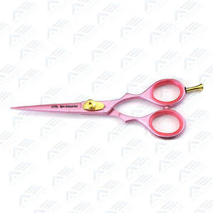 Ciseaux de coiffeur rose clair, élégants, en métal, acier inoxydable, écologiques, réutilisables, avec repose-doigts pour la coupe de cheveux - Product Image 4