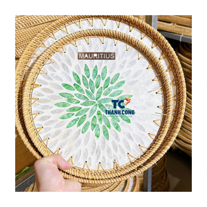 ถาดหวายมุกสานทรงสี่เหลี่ยมถาดหวายทรงกลม - Product Image 1