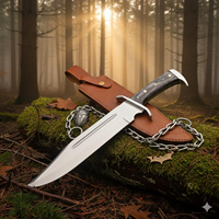Couteau de chasse à lame fixe artisanal haut de gamme, lame en acier à haute teneur en carbone, manche ergonomique en bois, OEM personnalisable, pointe tombante