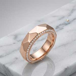 Bague de fiançailles en or jaune 10 carats, sertie de diamants blancs ronds facettés, de forme géométrique, pour femme, cultivés en laboratoire, cadeau de mariage pour la mariée - Product Image 3