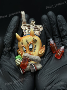 Colgante de Rey Demonio de Dibujos Animados, Plata de Ley 925, Moissanita VVS, Estilo Hip Hop, Colgante con Incrustaciones de Diamantes, Regalo Unisex - Product Image 1