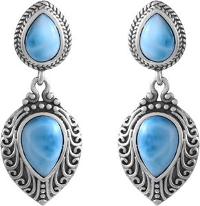 Nuevos pendientes colgantes de plata de ley 925 maciza con cierre a presión, con piedra preciosa de larimar azul natural, joyería fina de playa para mujer - Product Image 4