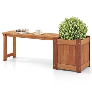 Panca da Esterno in Teak con Fioriera, Panca da Patio in Acciaio Inossidabile per Hotel, Giardini, Parchi e Soggiorni - Product Image 2