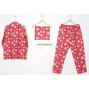 Conjunto de Pijama de Verano 100% Algodón con Estampado Floral Vintage para Mujer, con Cintura Elástica y Mangas Largas, Ropa de Playa y para Estar en Casa - Product Image 4