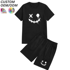 Ensemble de t-shirts streetwear deux pièces en maille respirante pour hommes, tenue d'été, personnalisation du logo, support OEM ODM, fabrication de marque - Product Image 1