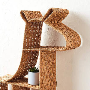 Estante de pared de hierba marina natural, organizador boho para habitación infantil, estantería flotante para libros, estantería decorativa de mimbre tejido con forma de jirafa, directo de fábrica - Product Image 3