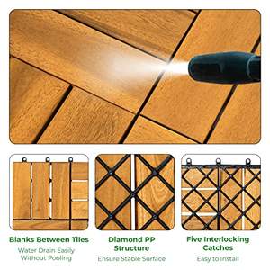 Carreaux de pont à emboîtement en bois d'acacia modernes classiques FG-VG012NW pour la décoration extérieure de la maison sur le balcon entrée jardin arrière-cour - Product Image 3