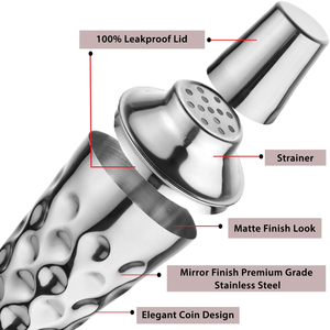 Apex World Exports Premium Modern Hammered Stainless Steel Set Cocktail Shaker Set with Strainer & Jigger for Bar Uses 500ml - Product Image 4