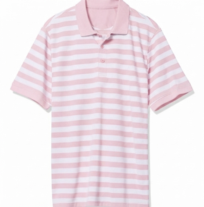 Camisa Moderna Personalizada de Color Rosa Bebé, Estilo Vintage, con Botones en la Parte Delantera, Logotipo, Manga Corta, Transpirable, Tejida, de Lona, 220g, Poliéster y Algodón - Product Image 1