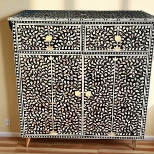 ILAHI's Bone Inlay <b>Table</b> Modern Design Agate Detailing <b>Storage</b> Portable Home Furniture - Product Image 1