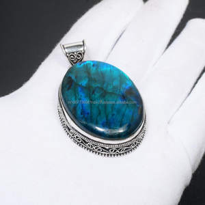 Colgante de Plata de Ley 925, colgante de piedras preciosas de labradorita, colgante hecho a mano, joyería de labradorita, regalo para ella - Product Image 2