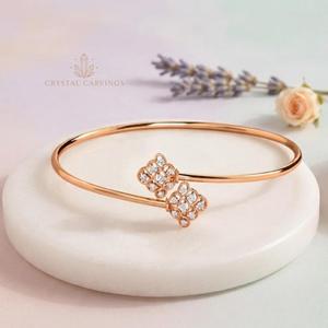 Open Cuff Bangle Bracelet 925 Sterling Silver Rose Gold Plated Floral <b>Cluster</b> Dainty Jewelry Wholesale OEM ODM Manufacturer - Product Image 6