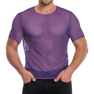 Chemises transparentes en maille filet sans manches pour hommes, col rond, style streetwear, personnalisables - Product Image 4