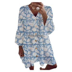 Robe de plage bohème en coton pour le printemps et l'été - Robe de plage indienne en coton pour le printemps et l'été - Robe plissée pour femmes pour le printemps - Product Image 2