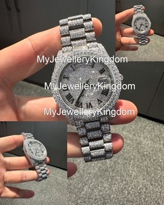 Reloj Cronógrafo de Lujo para Hombre, con Moissanita y Acero Inoxidable, Completamente Cubierto de Piedras, Estilo Hip Hop, Resistente al Agua 10 Bar, Cristal de Zafiro - Product Image 4