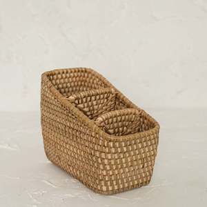 Rattan silverware organizer cheap price stylish <b>caddy</b> for cutlery storage dining table accessory - Product Image 2