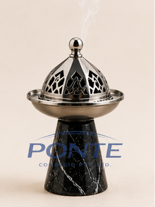 Natural Black Marble <b>Bakhoor</b> Burner With Metal Lid Arabic Style Mubkhar Incense Holder For <b>Oud</b> And Charcoal Modern Home Decor - Product Image 3