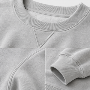 Sweat-shirt à col rond ample et oversize en coton gris épais pour homme, personnalisable avec logo - Product Image 4