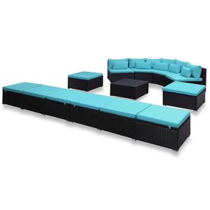 Juego de 9 Muebles de Jardín para Patio en Negro y Azul - Product Image 4