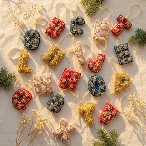 Adorno Navideño Colgante de Letras del Alfabeto en Tela Rústica Hecha a Mano - Product Image 3