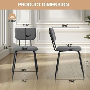 Set Moderno di 4 Sedie da Pranzo Imbottite Grigie, Design Europeo per Cucina, Bar, Ufficio o Soggiorno - Product Image 2