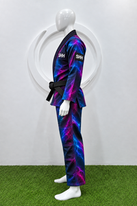 Kimono BJJ SHH avec imprimé néon éclair, uniforme de Jiu-Jitsu unisexe pour adultes avec ceinture noire, impression par transfert par sublimation - Product Image 5