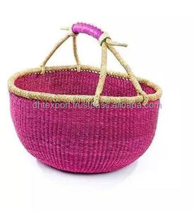 Cesta Bolga de Hierba Marina Natural, Cesta de Almacenamiento para Lavandería o Sala de Estar - Product Image 3