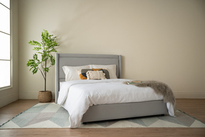 Contemporary <b>Queen</b> <b>Size</b> Wingback Platform <b>Bed</b> <b>Frame</b> Sturdy Fabric Bedstead for Luxury Hotel and Apartment Bedroom - Product Image 4