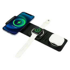 Chargeur sans fil pliable 3-en-1 pour téléphone, montre et écouteurs, 15W 7.5W 5W, charge rapide, emballage cadeau - Product Image 2