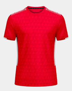 Maillot de football léger pour homme, rouge, sublimé, col rond, manches courtes, évacuation de l'humidité, coupe athlétique, toutes saisons, vêtements de sport - Product Image 1