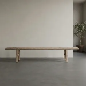 Minimalist Wooden Patio <b>Bench</b> Outdoor Furniture Durable Modern Design 4 Seater Natural <b>Wood</b> Frame - Product Image 3