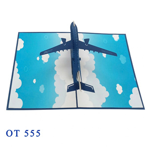 Carte pop-up 3D artisanale en papier, motif avion commercial, découpe laser, impression offset, cadeaux Saint-Valentin, style amour, personnalisable - Product Image 5
