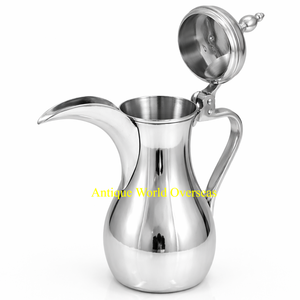 Dallah Raslan Arabic Coffee Pot Stainless Steel Food Grade Eco-Friendly Large Capacity Saudi Design Gold Silver Dual Tone Finish - Product Image 3