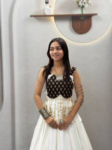 Conjunto de Lehenga Tradicional para Boda India, Blanco y Negro, de Algodón, Largo hasta el Suelo, Corte Regular, Vestido Étnico para Mujer, Estilo India Pakistán - Product Image 1