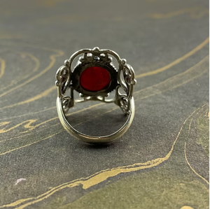 925 Silver <b>Chunky</b> 6.1 Grams Ruby <b>Ring</b> Luxury Style Bold Elegant Open Work Design Jewelry For Women Wedding Anniversary Wear - Product Image 5